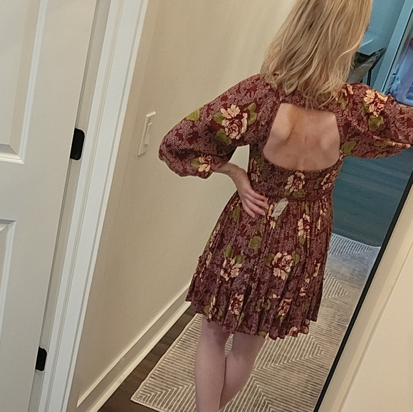 NWT Free People Floral Burgundy Dress - Size XS - Picture 6 of 16